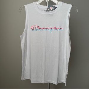 Champion Logo White Muscle Tank Top